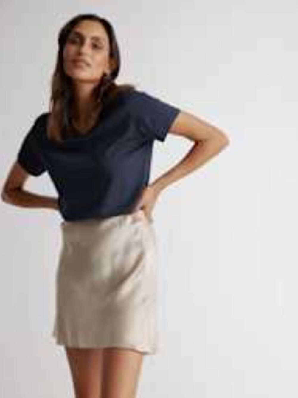 Quince 100% Washable Silk Mini Skirt in Champagne - Picture 3 of 5